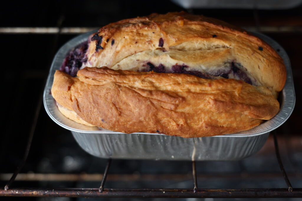 A loaf of berry n' cheese bread